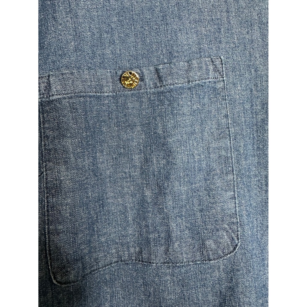 Anne Klein Women's Denim Chambray Shirt Dress Zipper Pockets Plus Size 3X - Picture 4 of 6